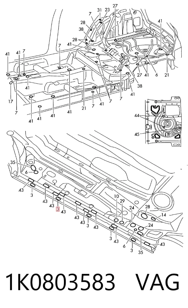 Tapón del suelo de la carrocería Volkswagen Golf VI