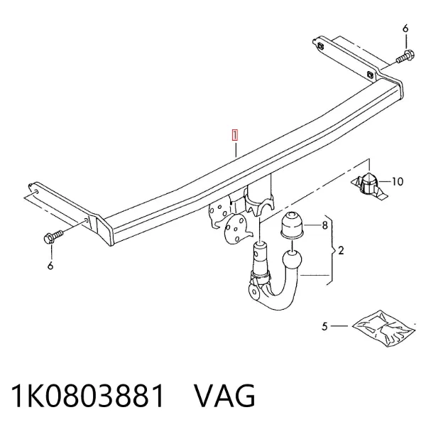 Enganche de remolque 1K0803881 VAG