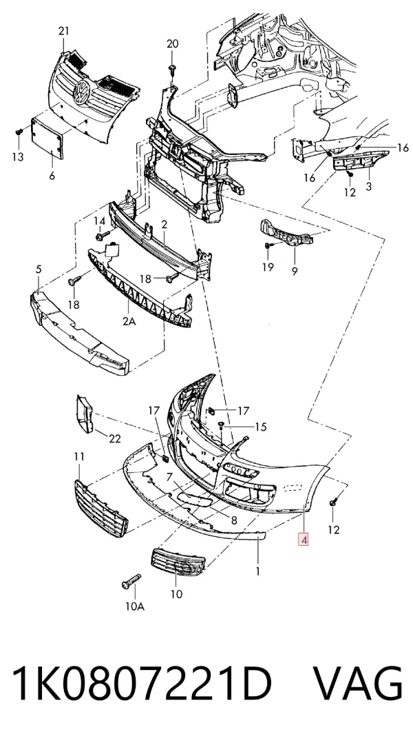 Paragolpes 1K0807221D VAG