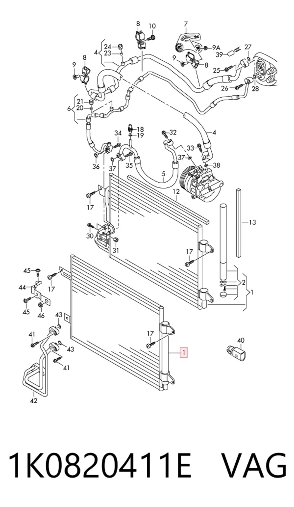 Condensador aire acondicionado 1K0820411E VAG