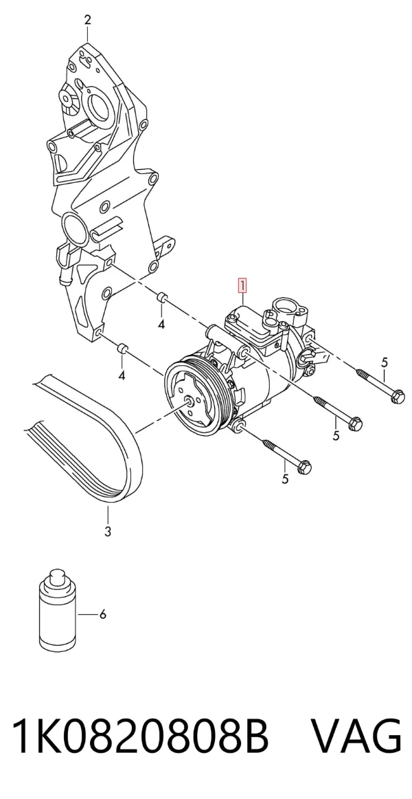 Compresor de aire acondicionado 1K0820808B VAG