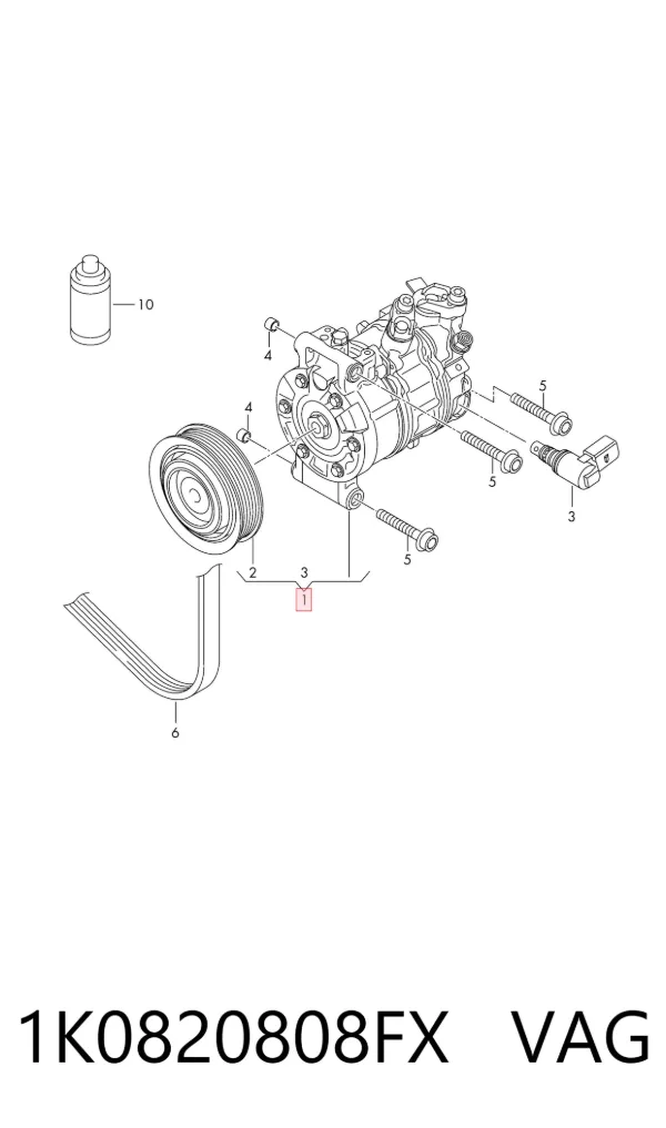 Compresor de aire acondicionado 1K0820808FX VAG