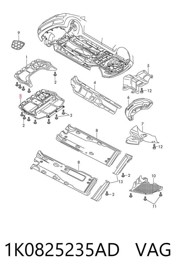 Protección delantera del motor 1K0825235AD VAG