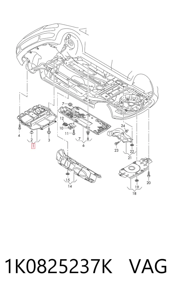 Protección delantera del motor 1K0825237K VAG