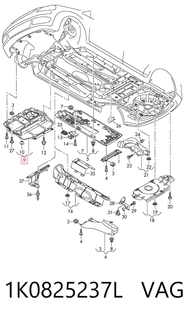 Protección delantera del motor 1K0825237L VAG
