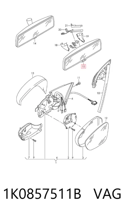 Retrovisor interior VAG 1K0857511B