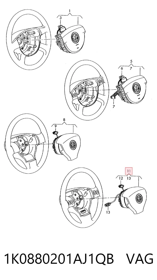 Airbag de volante 1K0880201AJ1QB VAG