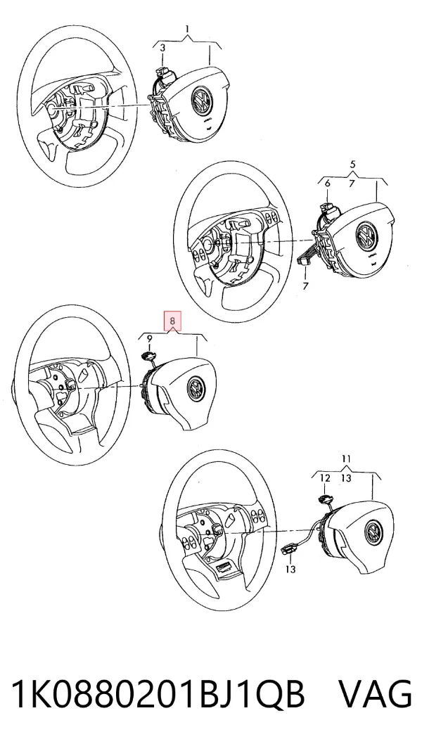 Airbag de volante 1K0880201BJ1QB VAG