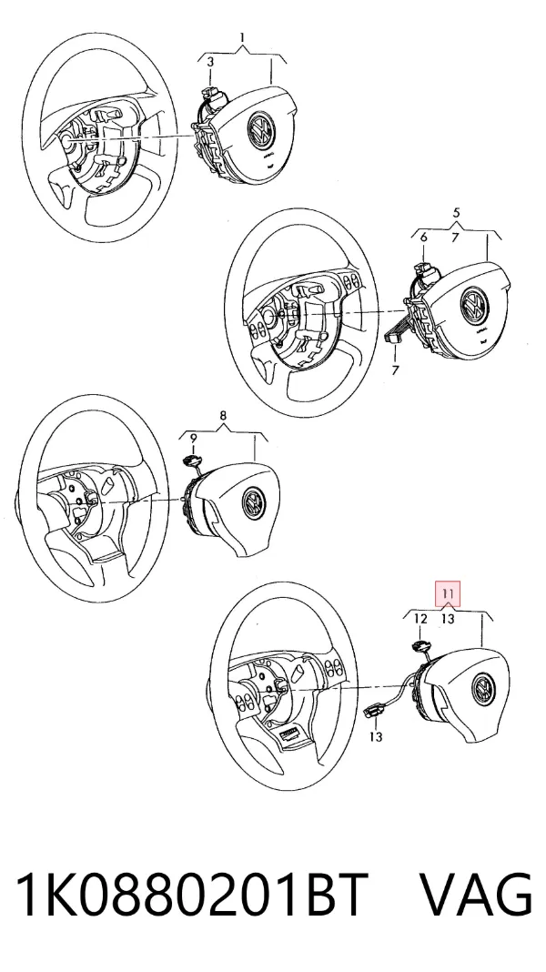 Airbag de volante 1K0880201BT VAG