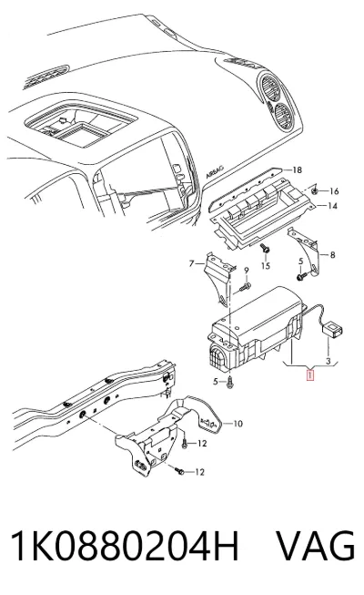 Airbag del pasajero VAG 1K0880204H