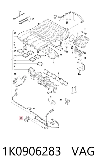 Válvula solenoide de control de la mariposa de aire secundario VAG 1K0906283