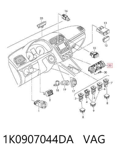 Módulo de modos de calefacción/aire acondicionado VAG 1K0907044DA