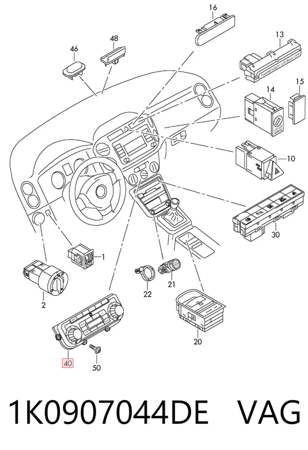 Unidad de control aire acondicionado 1K0907044DE VAG