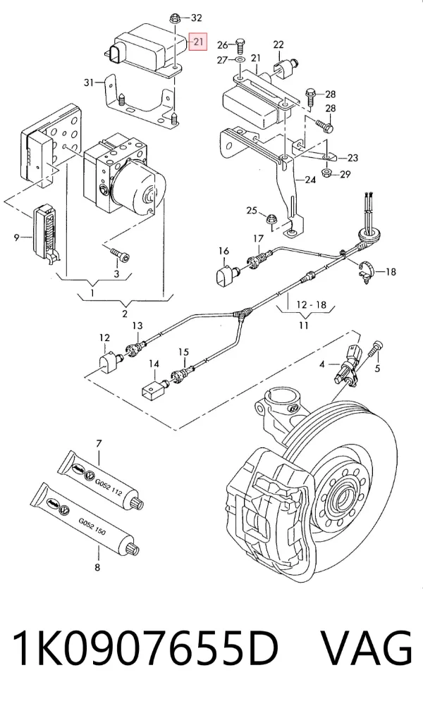 Sensor de aceleración longitudinal 1K0907655D VAG
