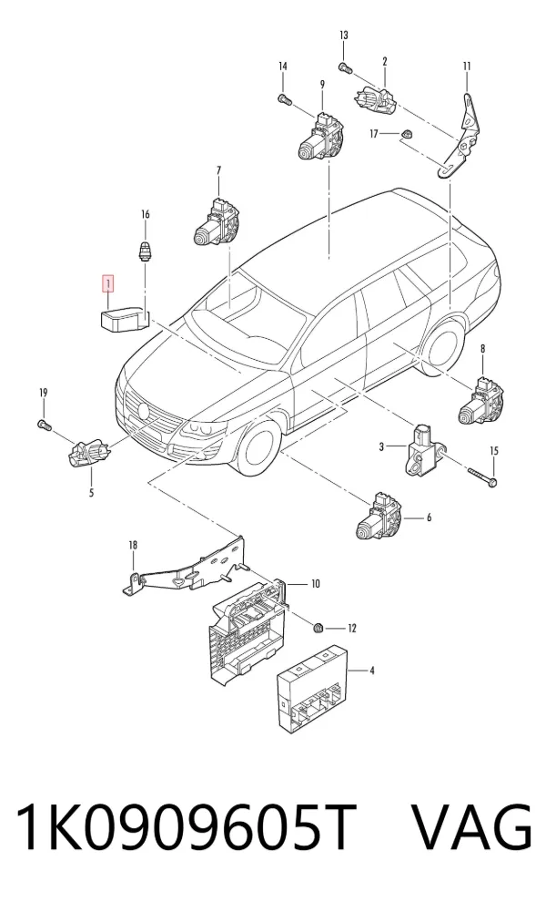 Módulo de control de airbag 1K0909605T VAG