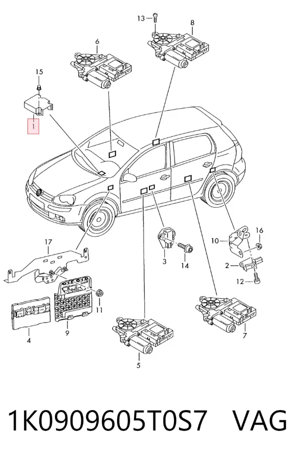 Módulo de control de airbag 1K0909605T0S7 VAG