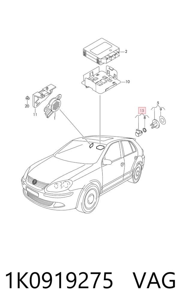 Sensor lateral delantero/trasero de aparcamiento 1K0919275 VAG