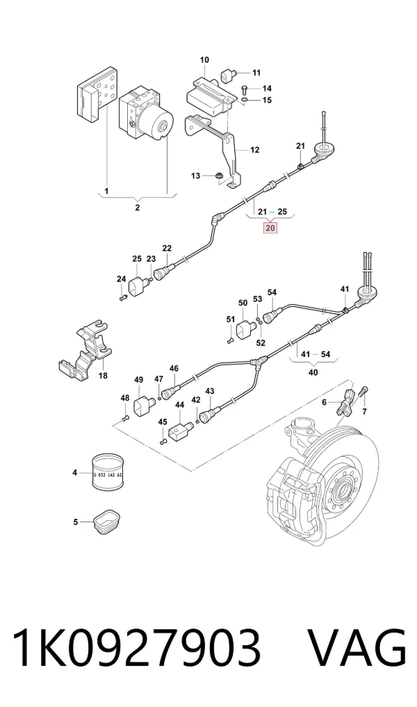 Sensor ABS trasero 1K0927903 VAG