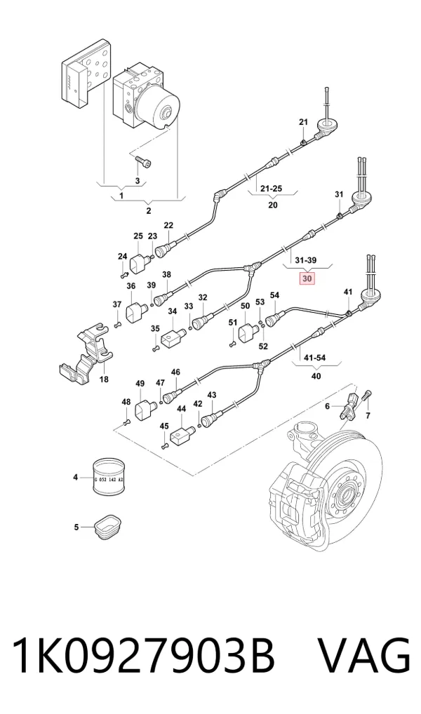 Sensor ABS delantero izquierdo 1K0927903B VAG