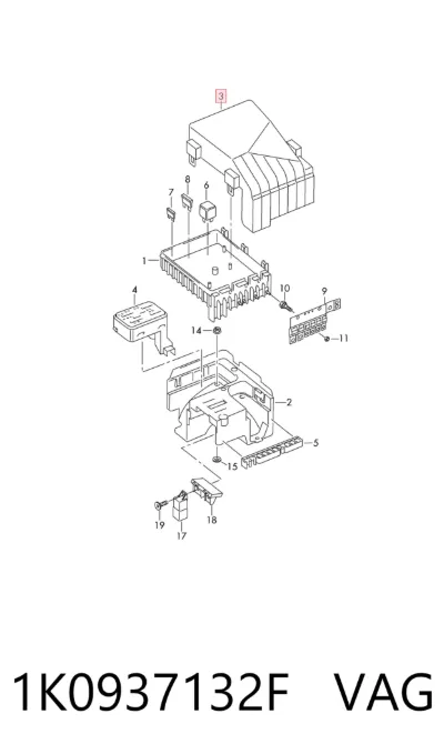 Tapa de la caja de fusibles VAG 1K0937132F