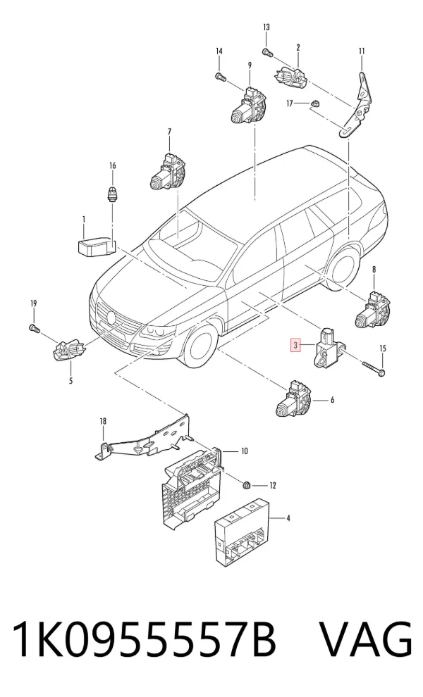 Sensor de airbag delantero 1K0955557B VAG