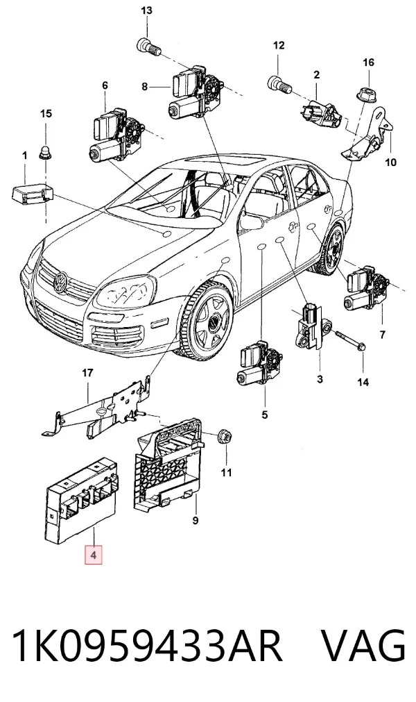 Módulo de confort 1K0959433AR VAG