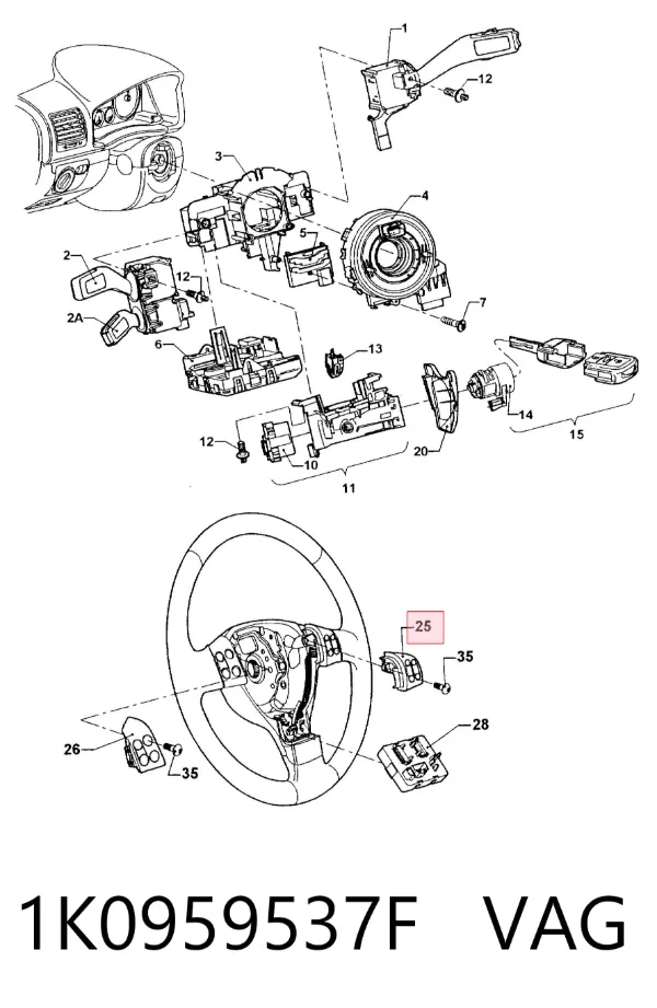 Volante 1K0959537F VAG