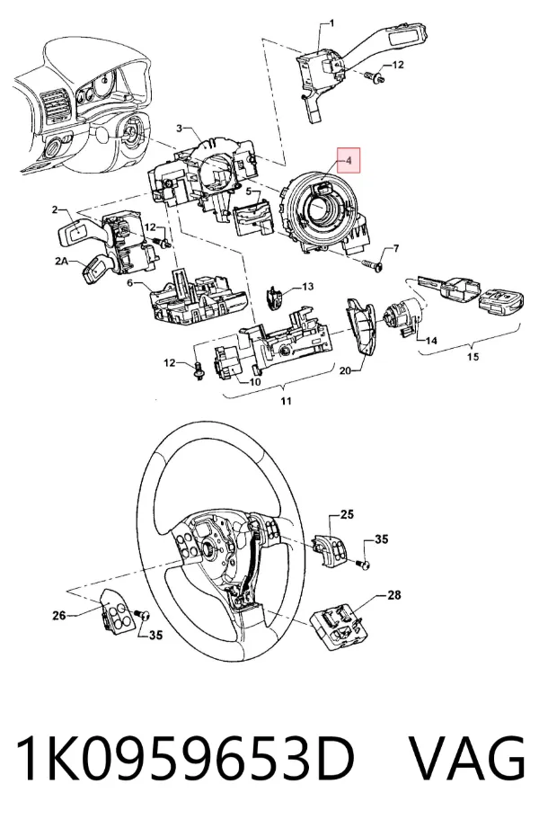 Anillo AIRBAG 1K0959653D VAG