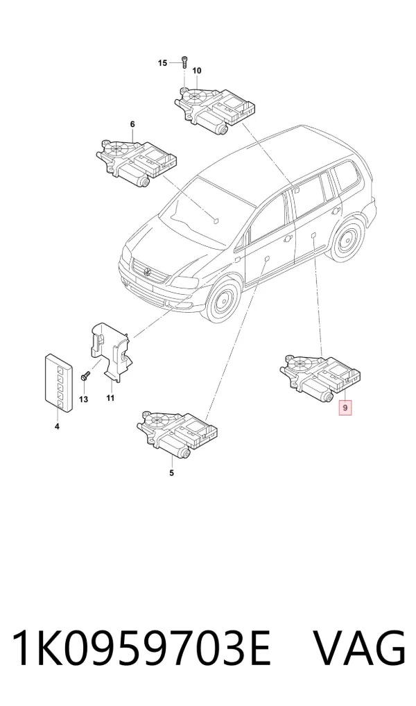 Motor del elevalunas de la puerta trasera izquierda 1K0959703E VAG