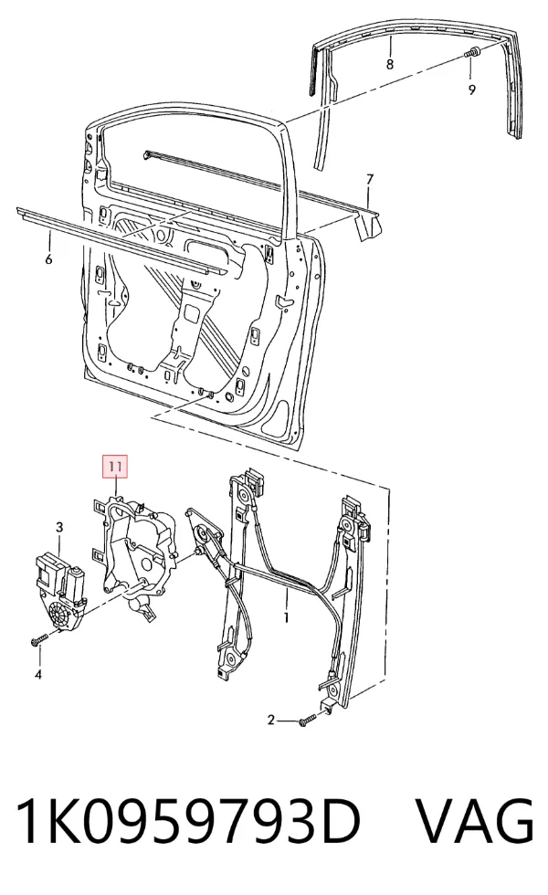 Motor del elevalunas eléctrico 1K0959793D VAG