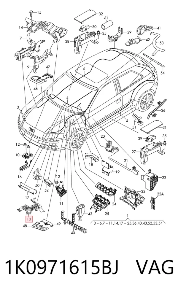 Mazo de cables del compartimiento del motor 1K0971615BJ VAG