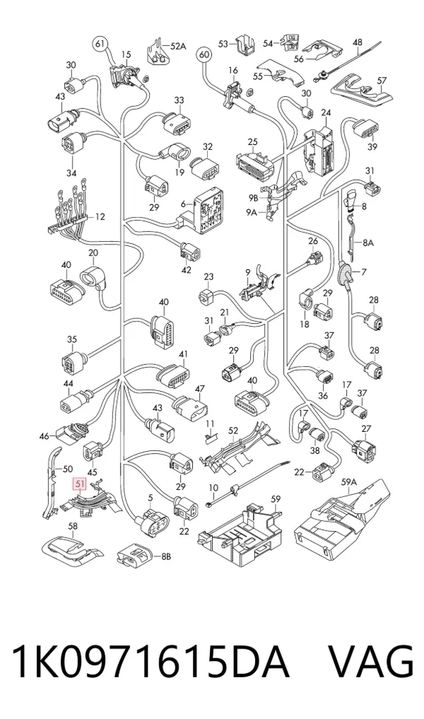 Mazo de cables del compartimiento del motor 1K0971615DA VAG