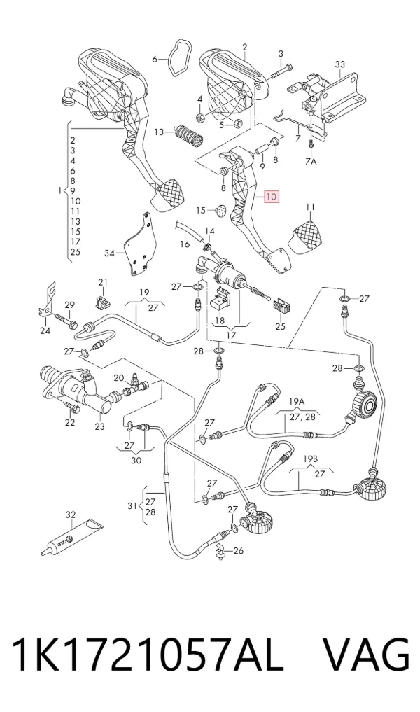 Pedal embrague Volkswagen Jetta VI