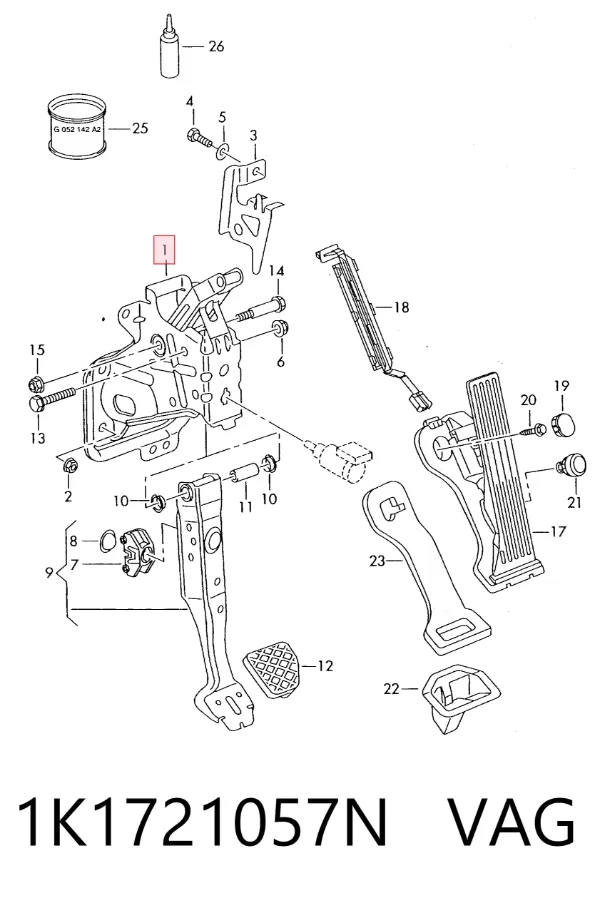 Soporte de pedales 1K1721057N VAG