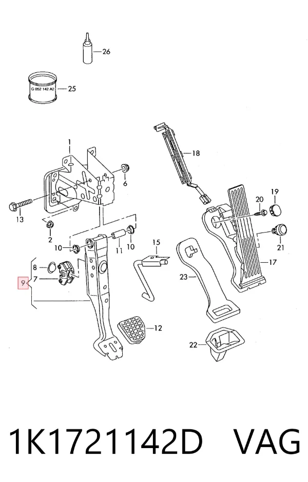 Pedal de freno 1K1721142D VAG