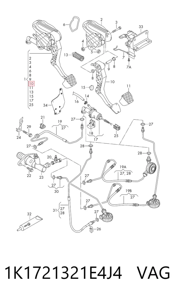 Pedal embrague 1K1721321E4J4 VAG