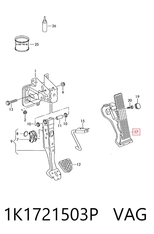 Pedal del acelerador 1K1721503P VAG
