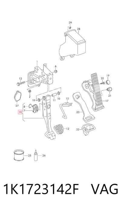 Pedal de freno VAG 1K1723142F