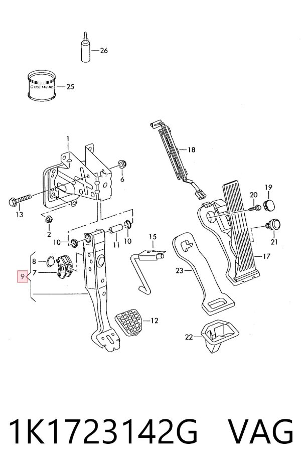 Pedal de freno 1K1723142G VAG