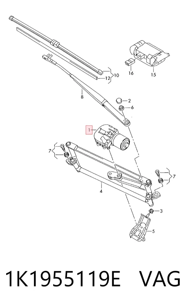Motor limpiaparabrisas 1K1955119E VAG
