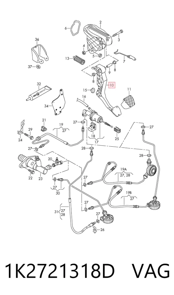 Pedal embrague 1K2721318D VAG