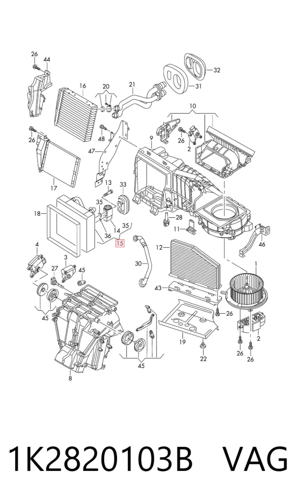 Evaporador de aire acondicionado 1K2820103B VAG