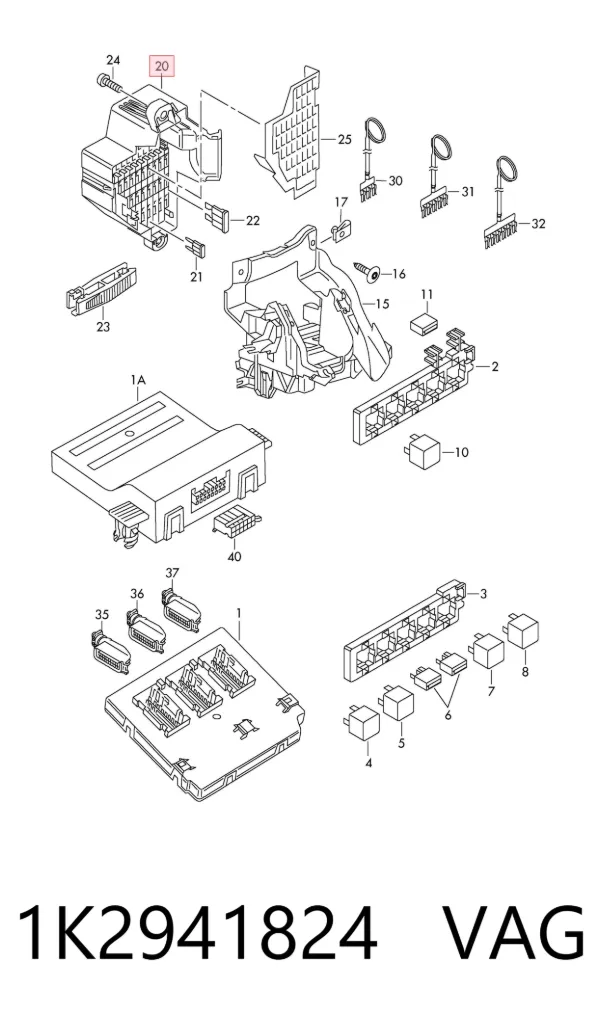 Caja de fusibles trasera interior 1K2941824 VAG