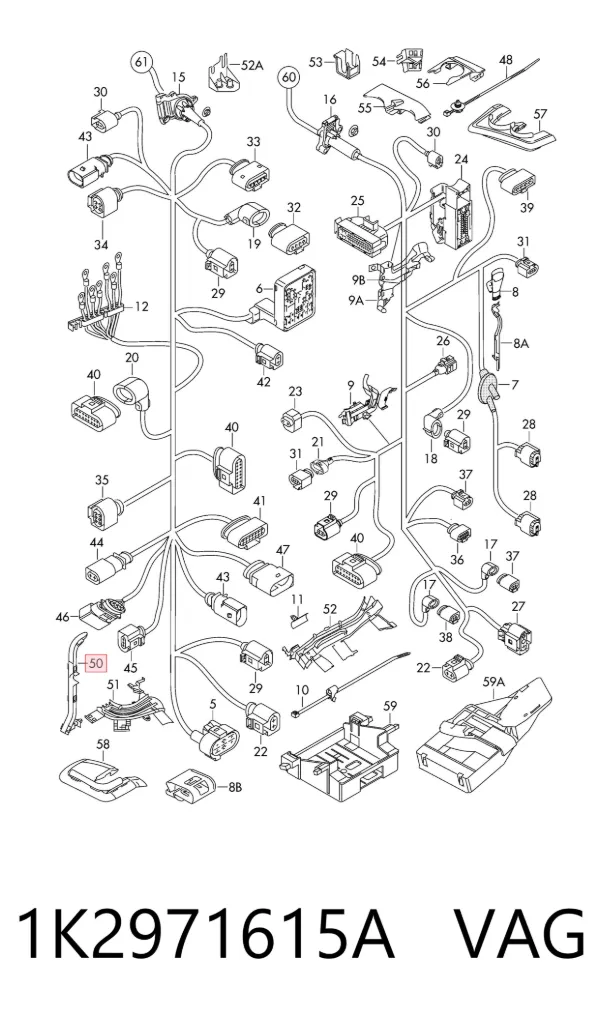 Mazo de cables del compartimiento del motor 1K2971615A VAG