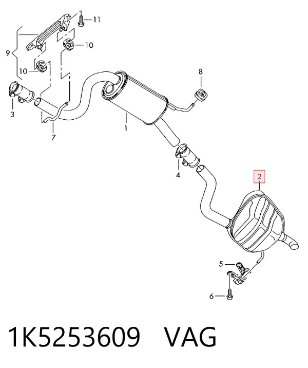 Silenciador trasero 1K5253609 VAG