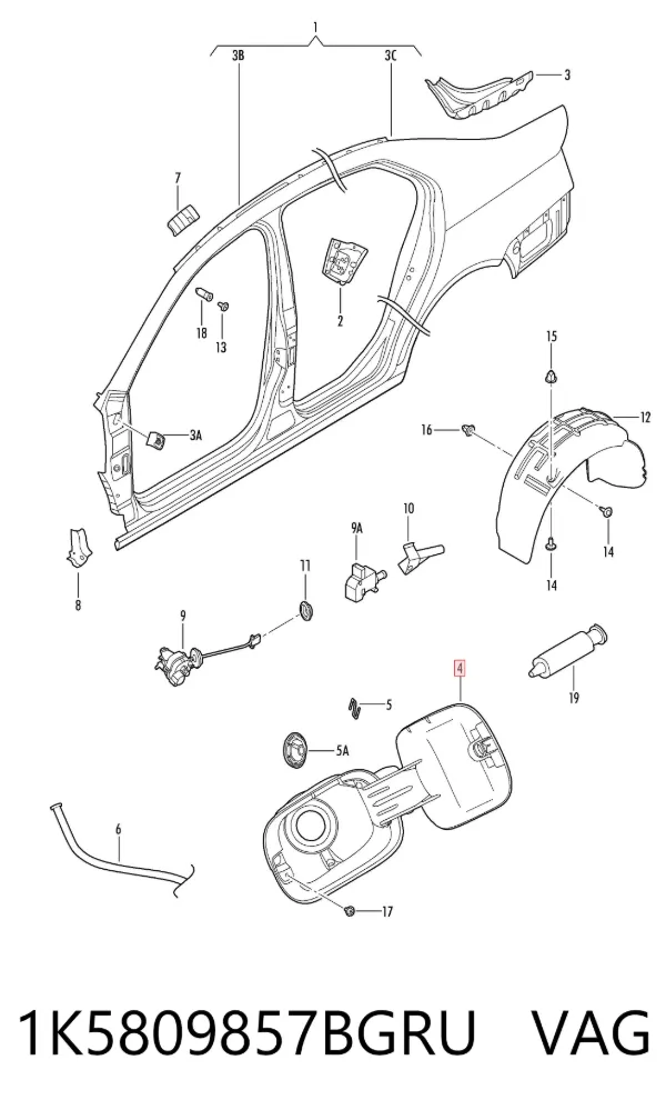Tapa de la gasolina 1K5809857BGRU VAG