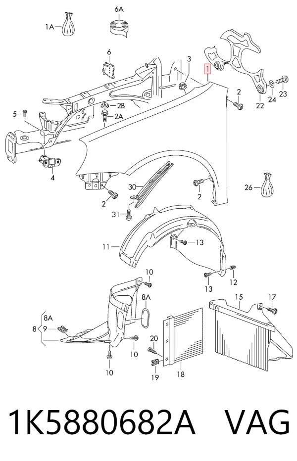 Aleta 1K5880682A VAG