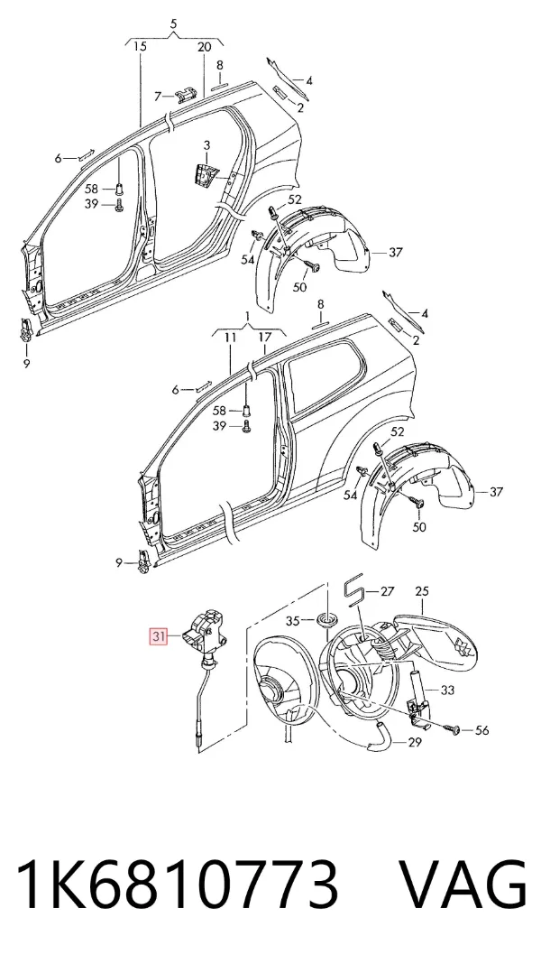Motor tapa combustible 1K6810773 VAG
