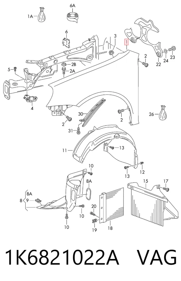 Aleta 1K6821022A VAG