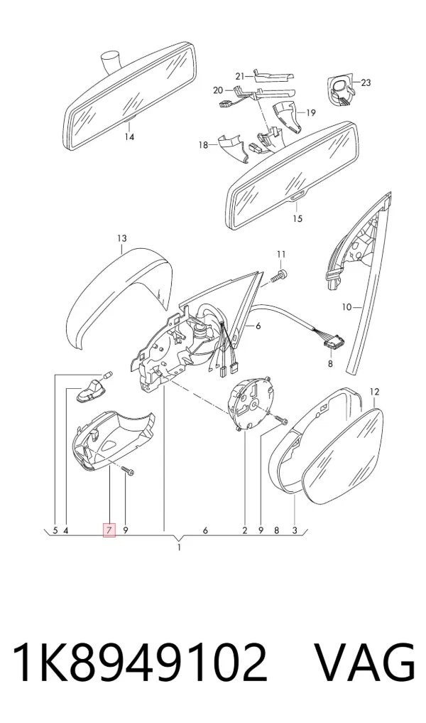 Luz intermitente de espejo retrovisor izquierdo 1K8949102 VAG